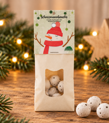 Schneemannbäuche – Blumenmurmeln als kleines Weihnachtsgeschenk