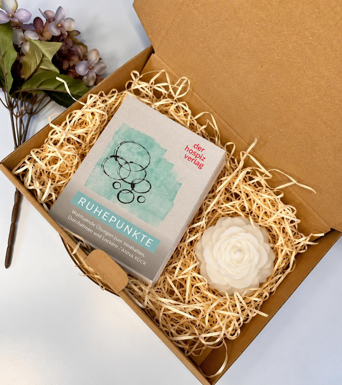 Geschenkbox „Ruhepunkte“ – Kartenset & Duftkerze